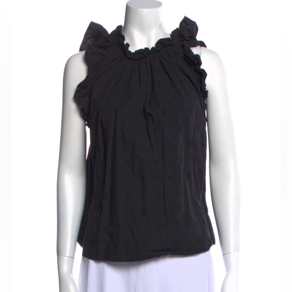 Ulla Johnson Black Ruffle Sleeveless Top Size 6